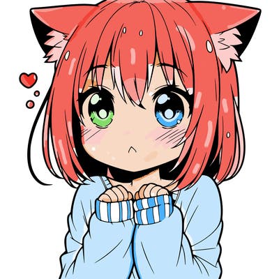shy anime catgirl