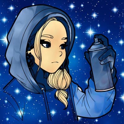 a realistic girl, spray painting