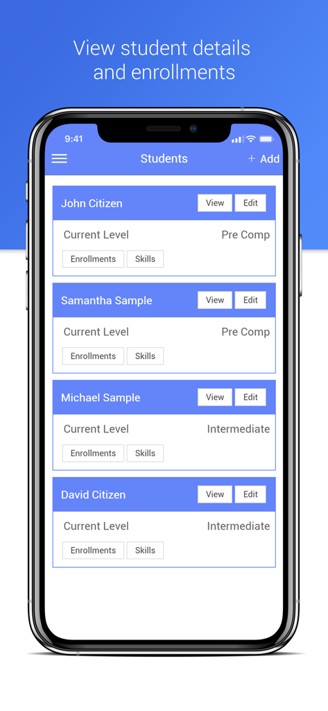 ThinkSmart Portal - ThinkSmart Portal app student details and enrollments screen