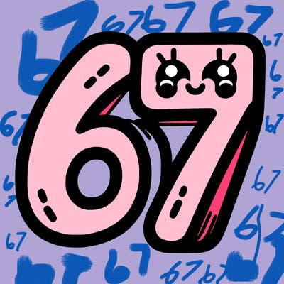 the numbers 67