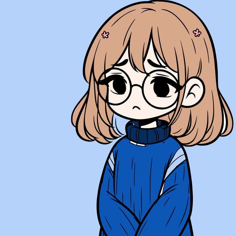 sad girl with glasses in a sweater