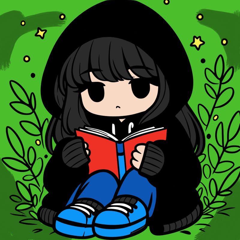 girl in oversized hoodie reading a book