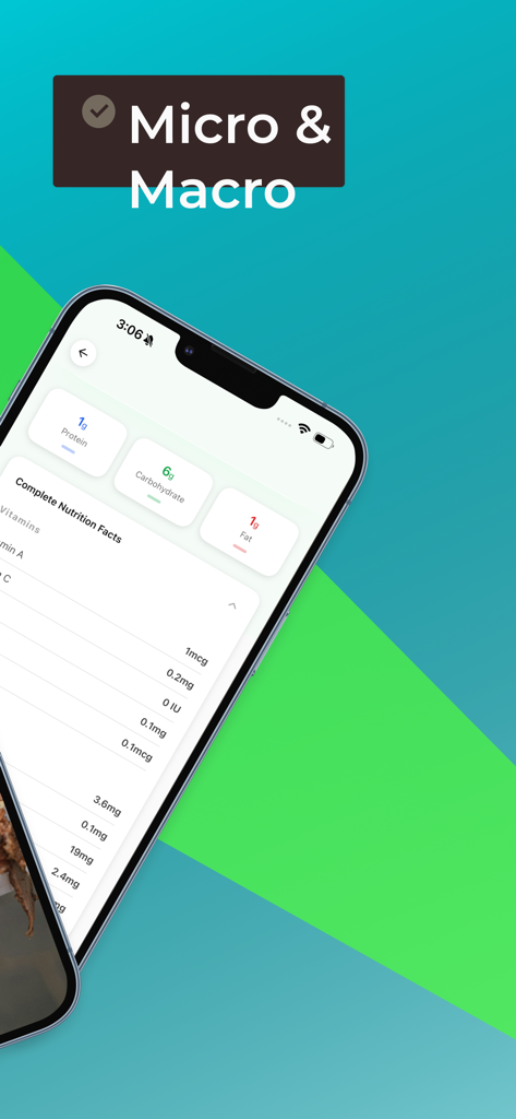 Smartphone showing Juula app interface for tracking macro and micro nutrients like protein and vitamins