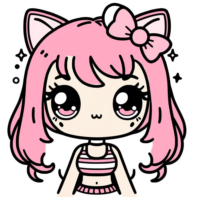 cute kawaii cat girl with crop top