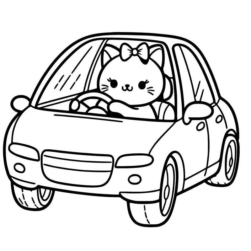 cat driving a car