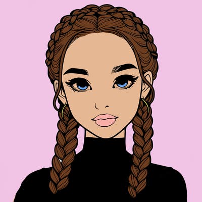 realistic girl with braids