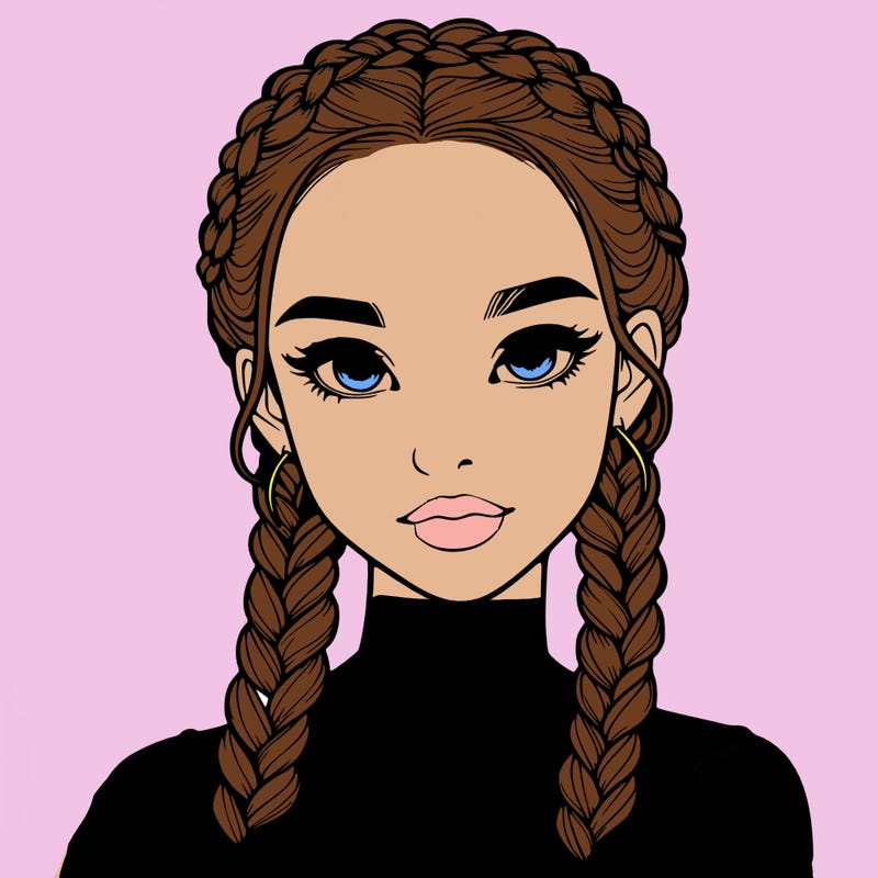 realistic girl with braids