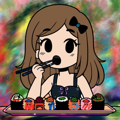 girl eating sushi