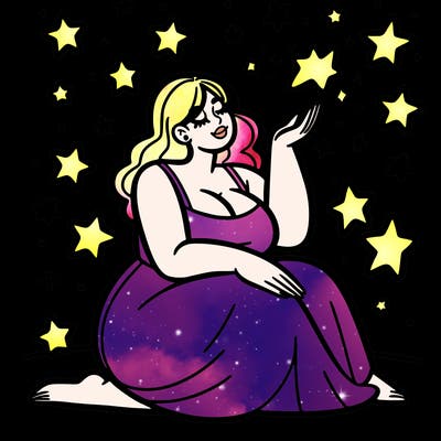 plus size woman looking at stars