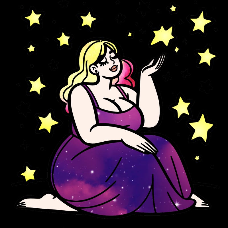 plus size woman looking at stars