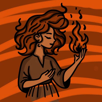 woman with fire