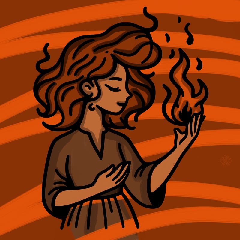 woman with fire
