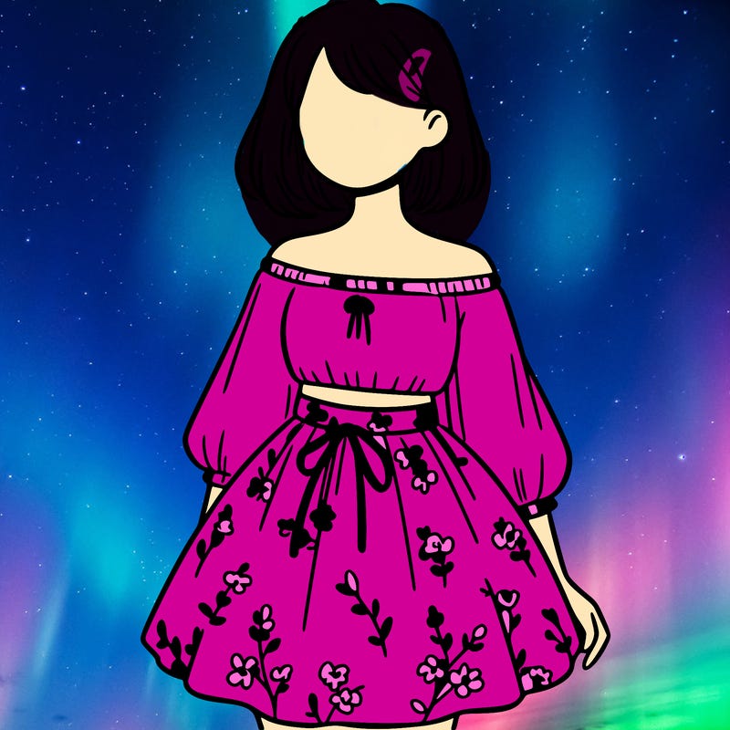 a girl in a short skirt and a tube top