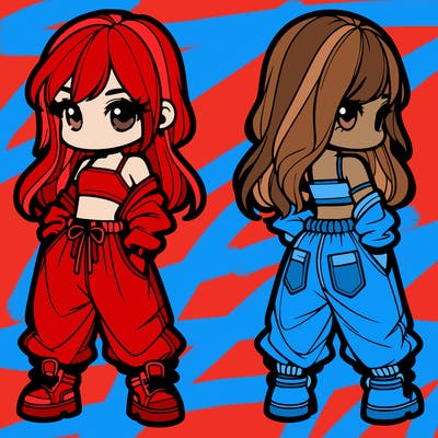 girl in crop top and baggy pants