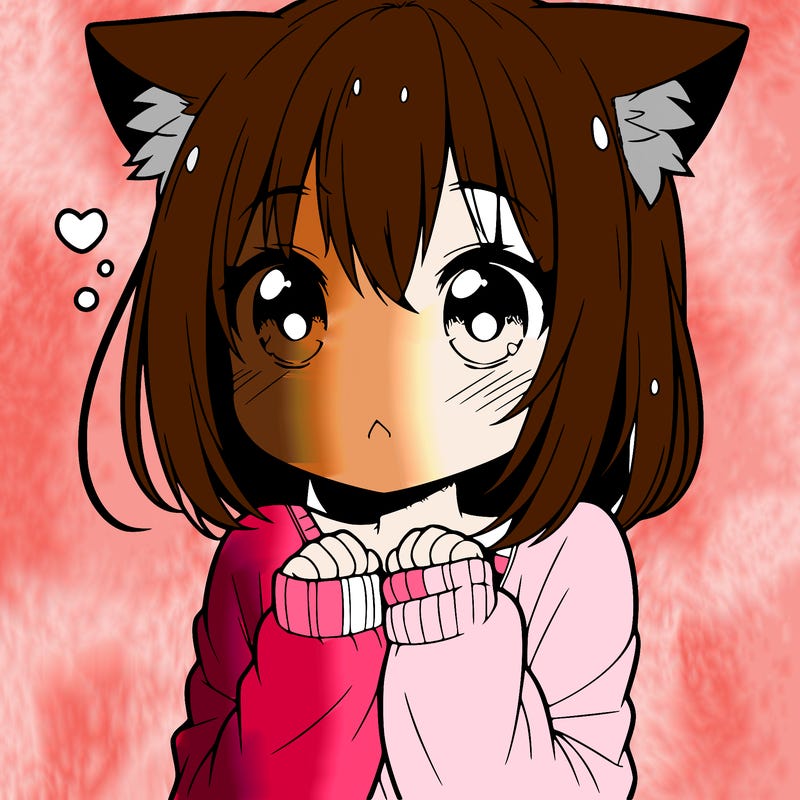 shy anime catgirl