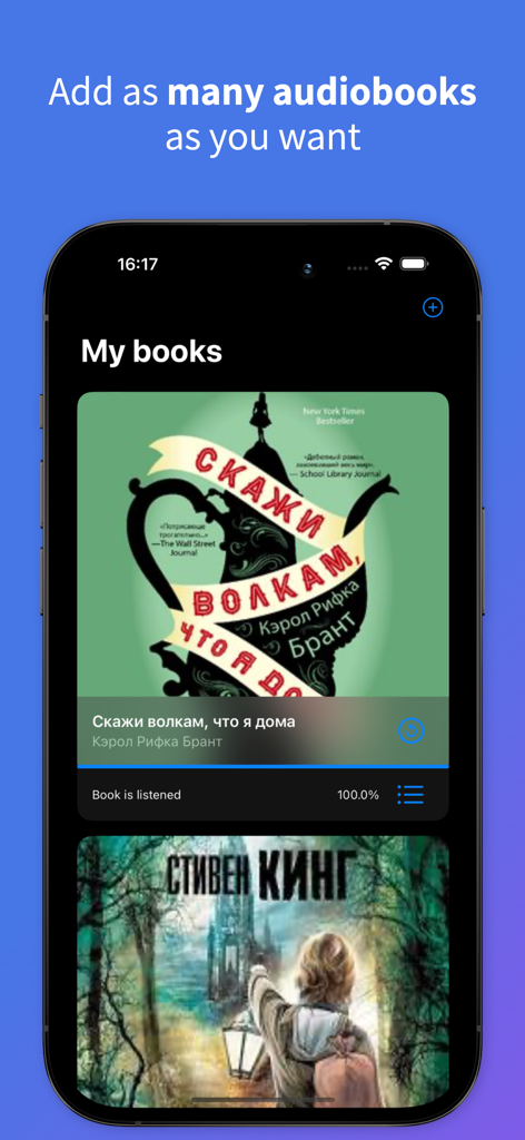 Well, player, so what? - Audiobook library screen in the Well Player app on iPhone