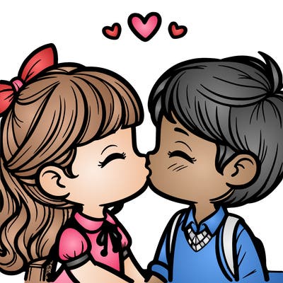 boy and girl kissing