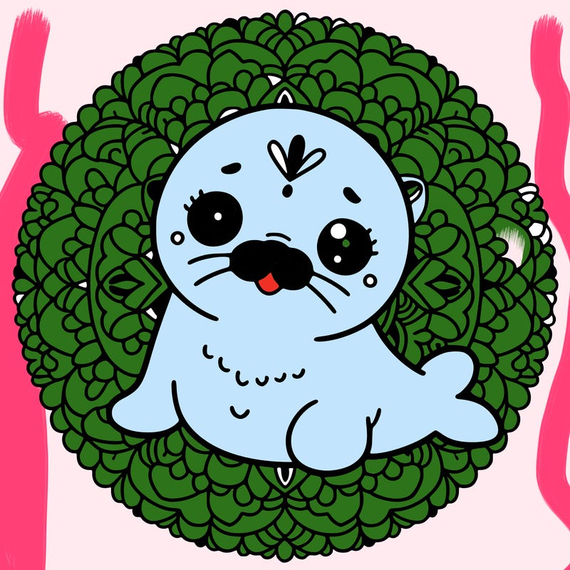 a cute baby seal mandala