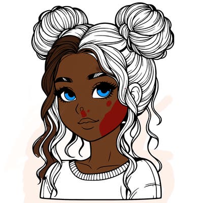 realistic girl with two buns in her hair