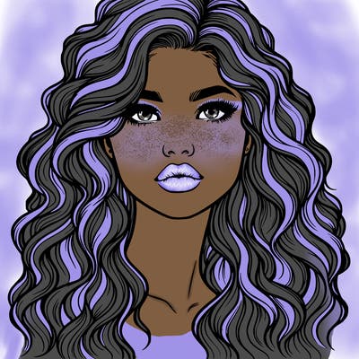 realistic girl with wavy hair and lips