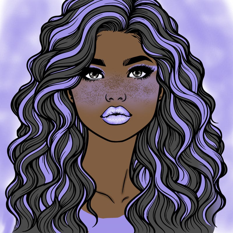 realistic girl with wavy hair and lips
