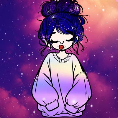 girl with baggy sweatshirt and messy bun