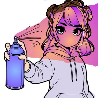 realistic girl is spray painting