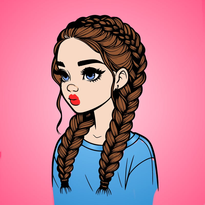 realistic girl with braids