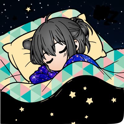 anime girl asleep in bed