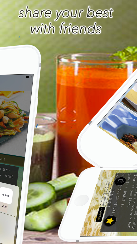 Diabetes cookbook app screenshot showcasing recipe sharing with friends
