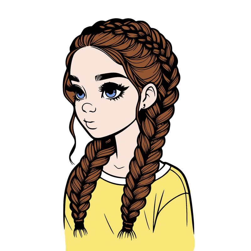 realistic girl with braids