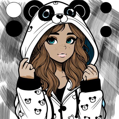 realistic girl in a animal pjs hoodie