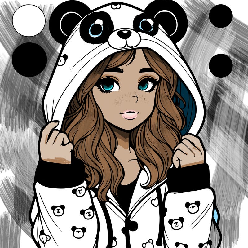 realistic girl in a animal pjs hoodie
