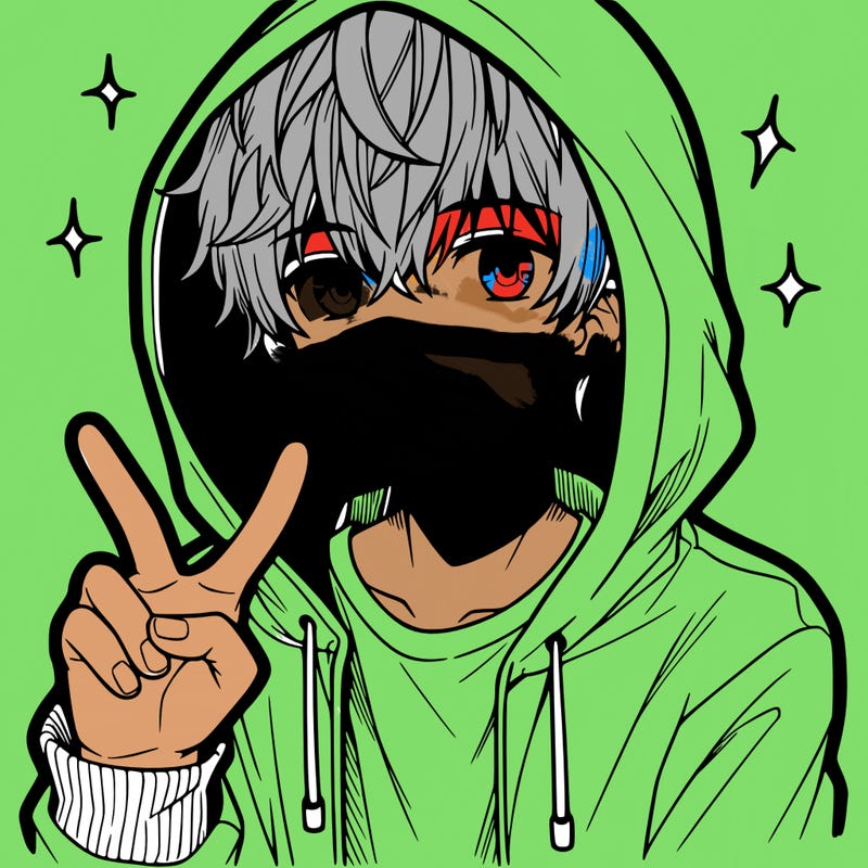 teenage manga boy in a hoodie, doing ✌