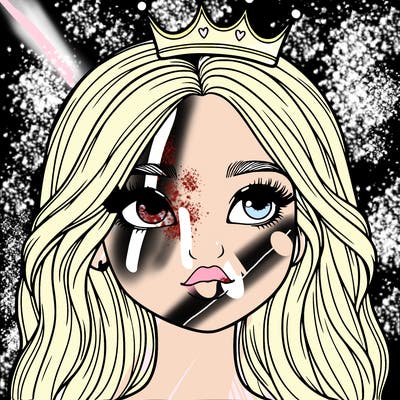a realistic girl with a crown on