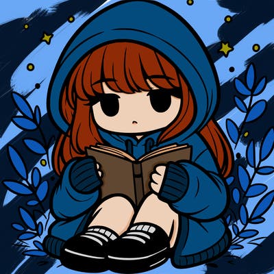 girl in oversized hoodie reading a book