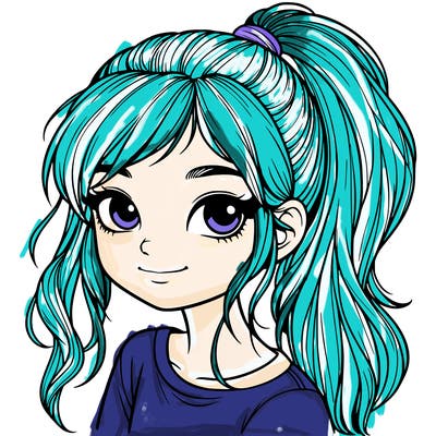 realistic girl with ponytail