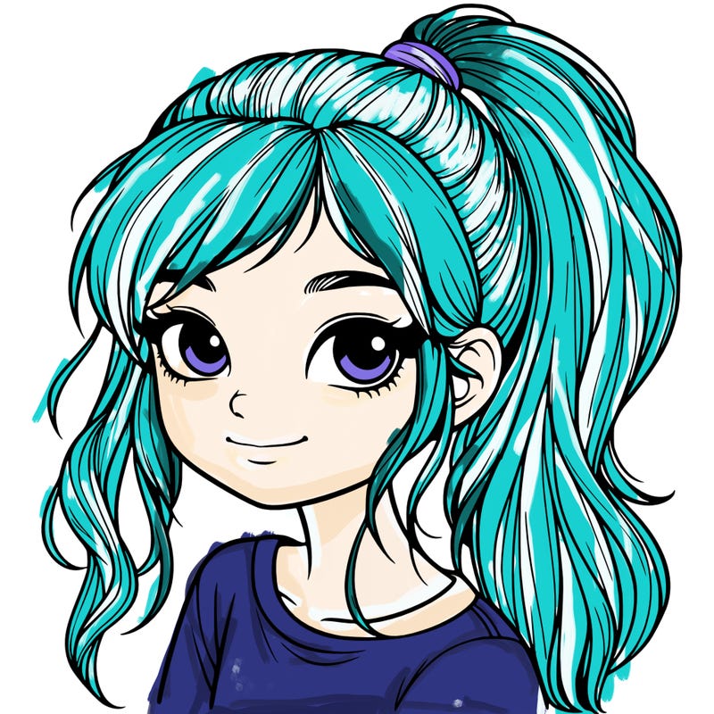 realistic girl with ponytail