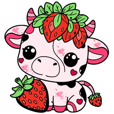 cute strawberry cow