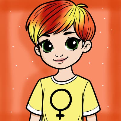 girl with pixie cut and feminist shirt