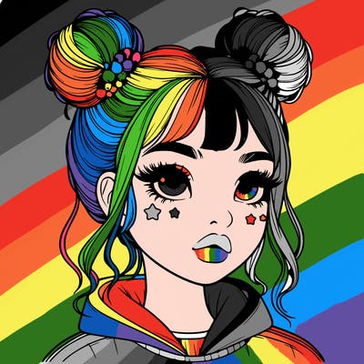 realistic girl with space buns