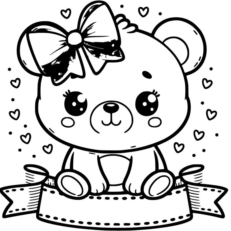 cute bear with pink bow