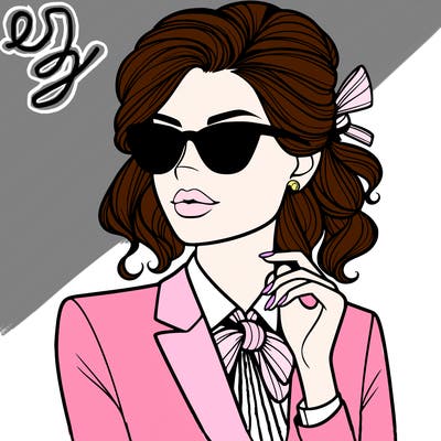 elegant woman in suit and sunglasses