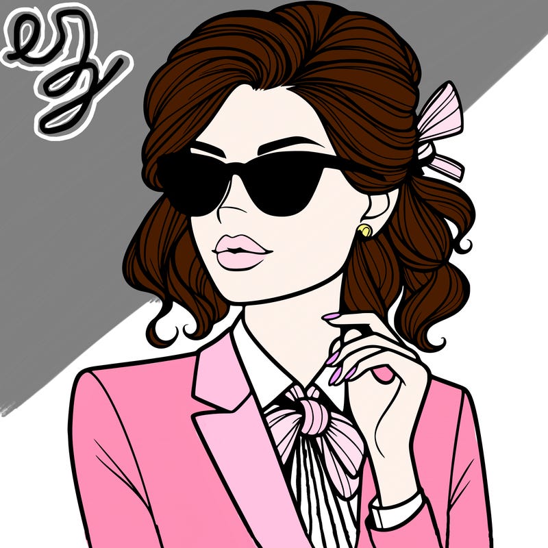 elegant woman in suit and sunglasses