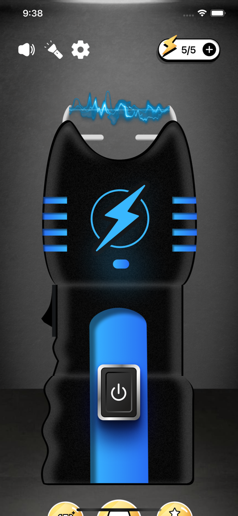 Prank Shock Friends - Stun gun simulator with blue electricity in the Prank Shock Friends app