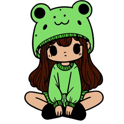 a girl wearing a frog hat and some frog socks