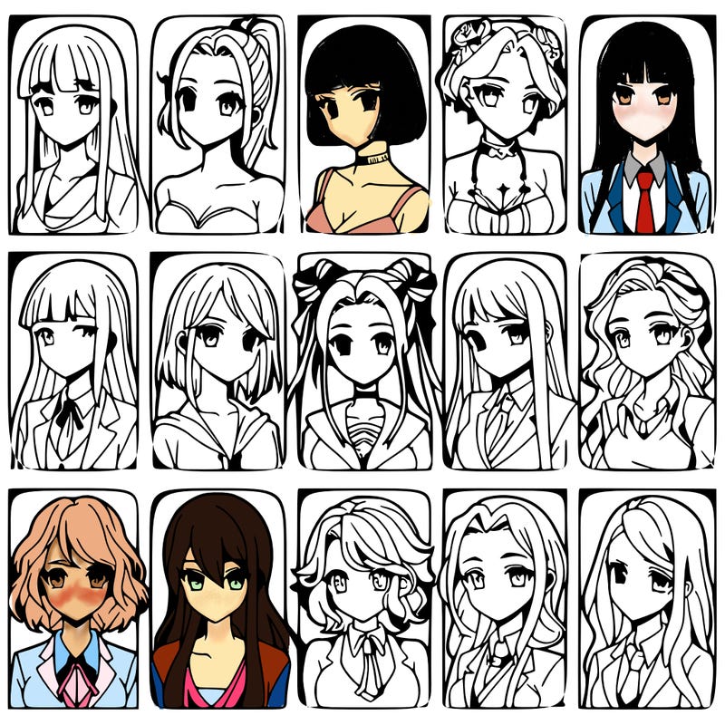 girls that look diffrent anime