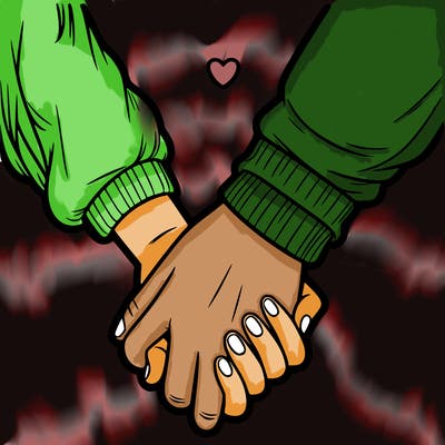 two holding hand one girl hand and one boy hand