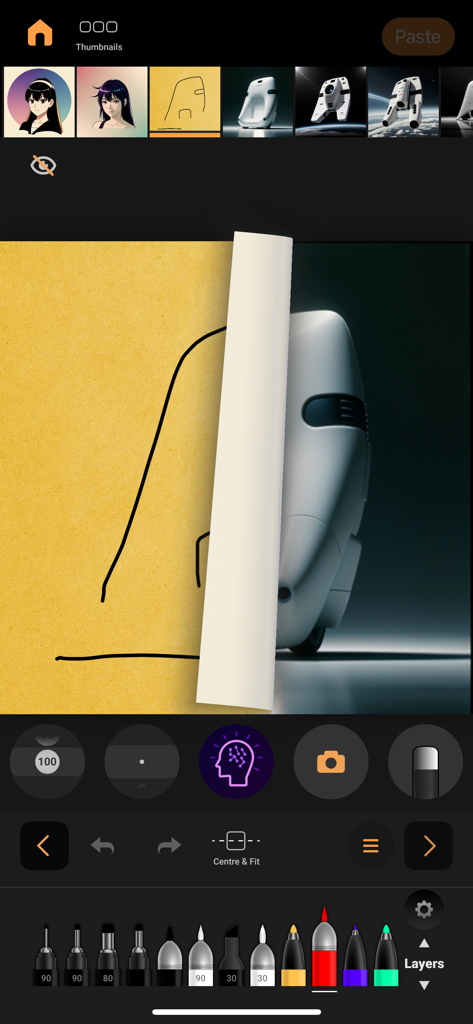 Hypersketch - Hypersketchアプリインターフェースは、手描きのスケッチがAIを通じてリアルな3D製品デザインに変換されている様子を示しています