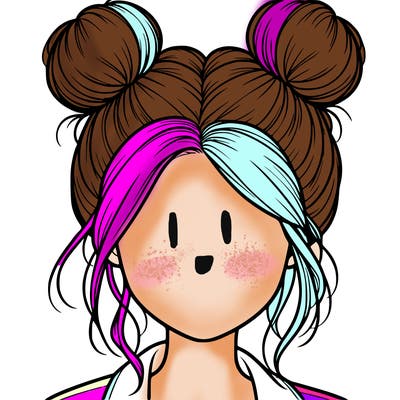 realistic girl with buns on the top of her hair
